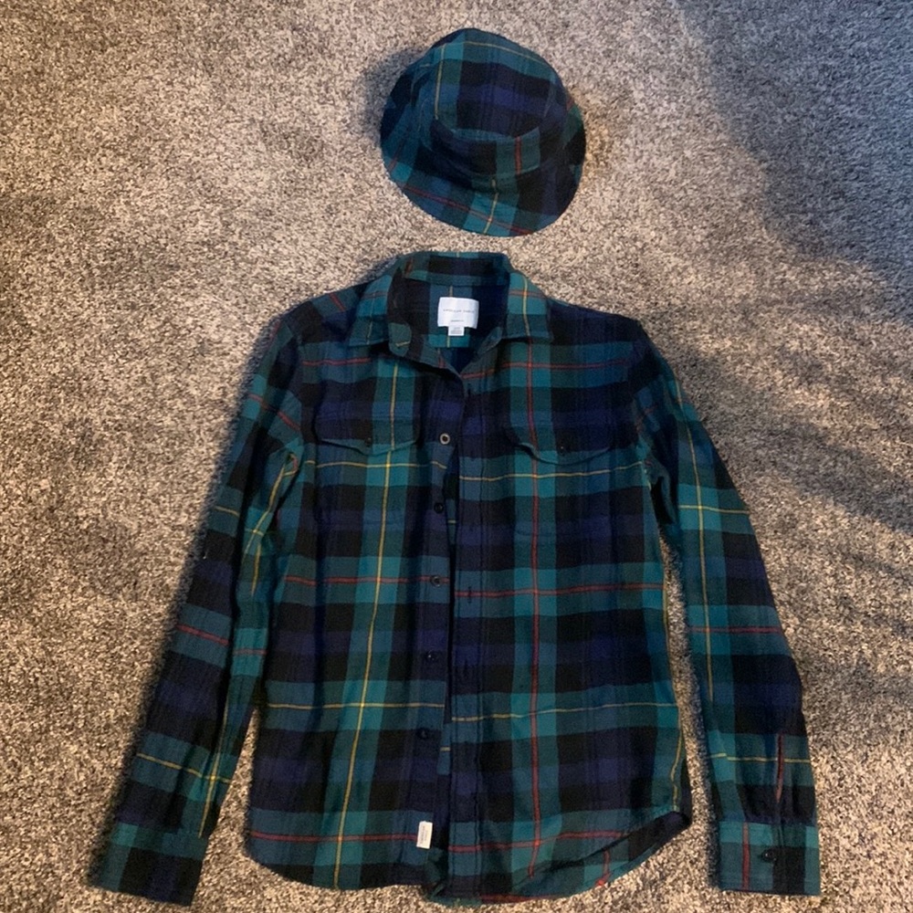 American Eagle Flannel Shirt w/ matching Bucket Hat